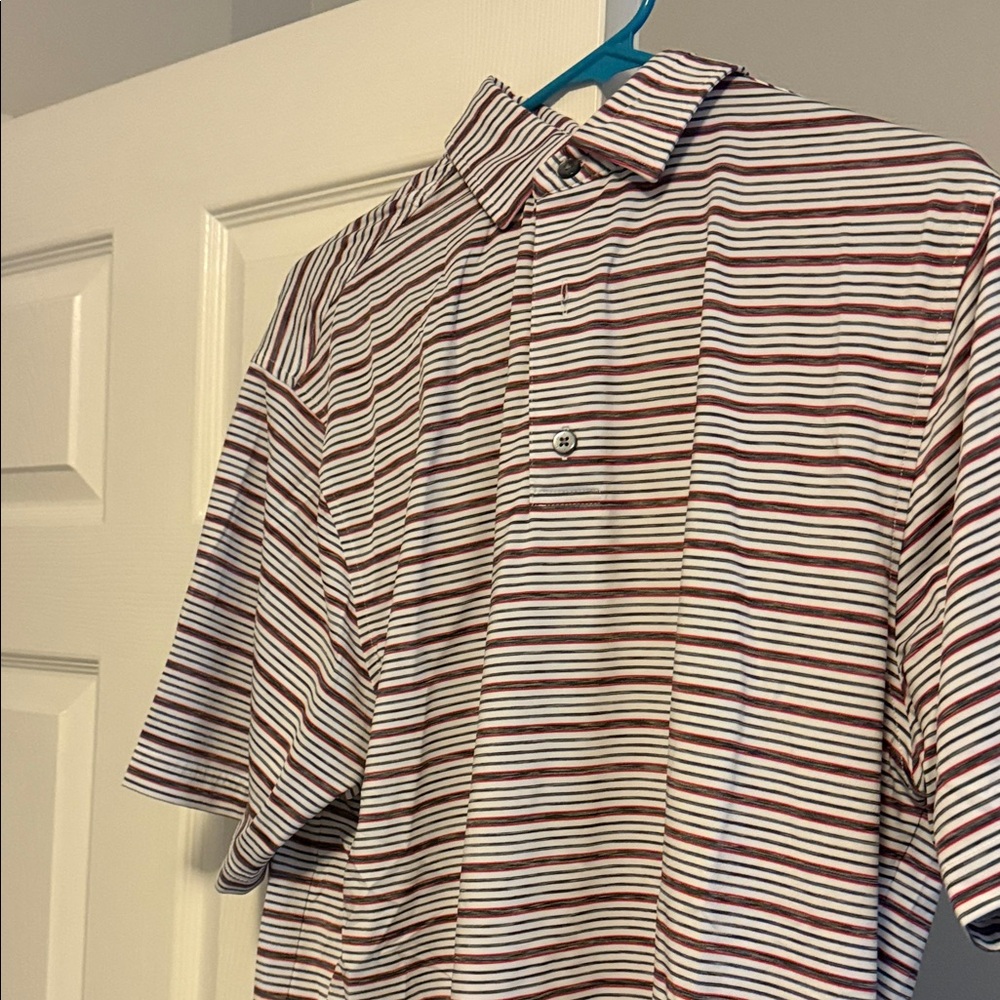 FootJoy Polo Shirt - Maroon and White Stripes